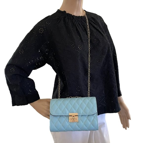 Quilted Crossbody Bag with Fashionable Chain strap adustible Shoulder Bag New - Picture 2 of 14